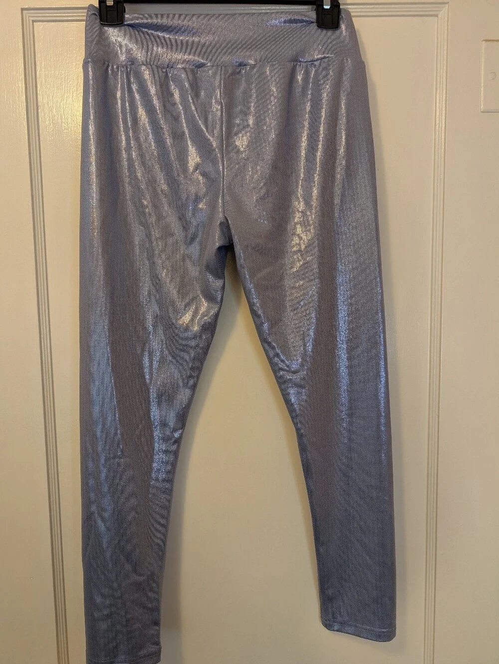 Converse All Star Metallic Silver Leggings Girls XL Shiny Stretch Pants